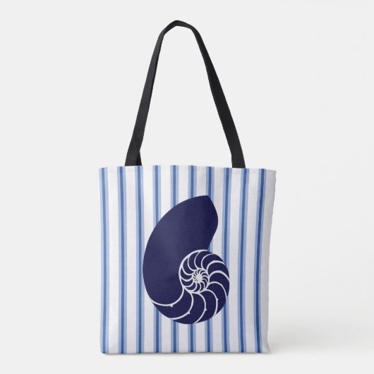 Blue Nautilus Shell Custom Canvas tas (Achterkant)