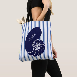 Blue Nautilus Shell Custom Canvas tas