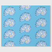 Blue Nautilus Shell Pattern Cadeaupapier (Vlak)