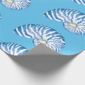 Blue Nautilus Shell Pattern Cadeaupapier (Hoek)