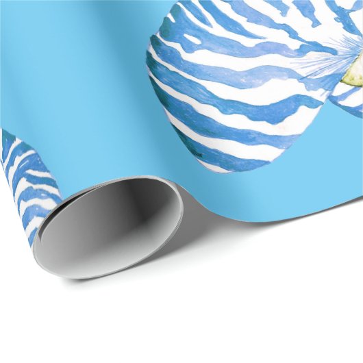 Blue Nautilus Shell Pattern Cadeaupapier (Rol Hoek)