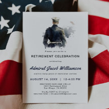 Blue Naval Silouette Uitnodiging tot pensioen