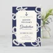 Blue Navy Anchor afstuderen Kaart (Staand voorkant)