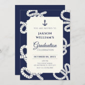 Blue Navy Anchor afstuderen Kaart (Voorkant / Achterkant)