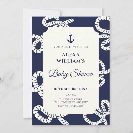 Blue Navy Anchor baby shower Kaart (Voorkant)
