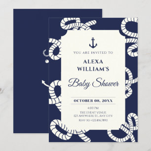 Blue Navy Anchor baby shower Kaart