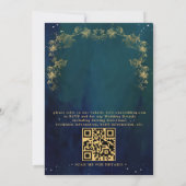 Blue Navy and Green Enchanting QR Code Wedding Kaart (Achterkant)