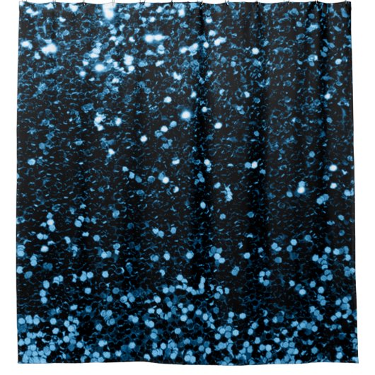 Blue Navy Aqua Deep Faux Glitter Sequin Glam Douchegordijn (Voorkant)