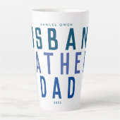 Blue Navy Betekenisvolle Vaderdag Ocean Modern DAD Latte Mok (Voorkant)