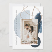 Blue Navy Boho Modern Geometric Photo Holiday Card Feestdagenkaart (Voorkant)