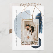 Blue Navy Boho Modern Geometric Photo Holiday Card Feestdagenkaart (Voorkant / Achterkant)