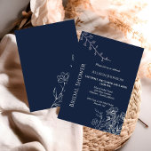 Blue navy boho Wildflower vrijgezellenfeest Kaart