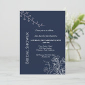 Blue navy boho Wildflower vrijgezellenfeest Kaart (Staand voorkant)