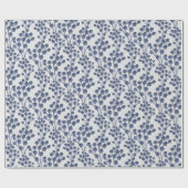 Blue Navy Botanical Cadeaupapier (Vlak)