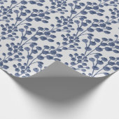 Blue Navy Botanical Cadeaupapier (Hoek)