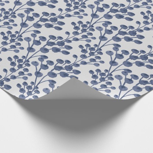 Blue Navy Botanical Cadeaupapier (Hoek)