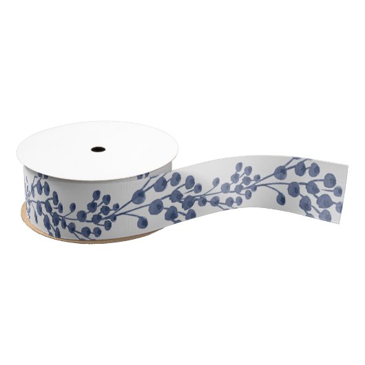 Blue Navy Botanical Grosgrain Lint (Spoel)