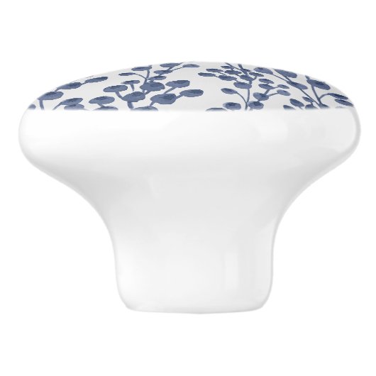 Blue Navy Botanical Keramische Knop (Zijkant)