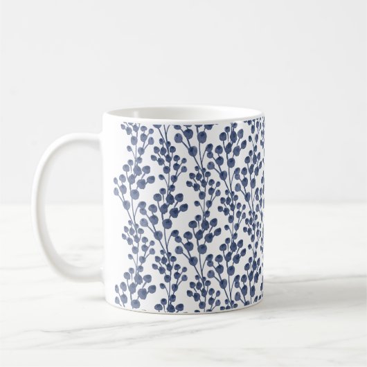 Blue Navy Botanical Koffiemok (Links)