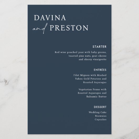 Blue Navy Calligraphy Script Modern WEDDING (Voorkant)