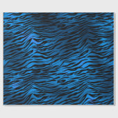 Blue Navy Cobalt Black Metallic Tiger Animal Fur Cadeaupapier (Vlak)