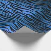 Blue Navy Cobalt Black Metallic Tiger Animal Fur Cadeaupapier (Hoek)