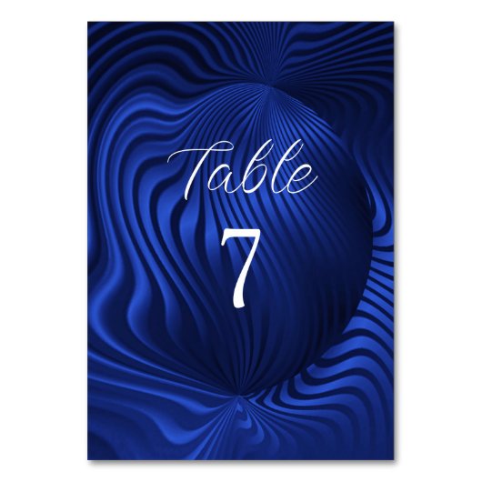 Blue Navy Decorative Table Number Kaart (Achterkant)