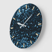 Blue Navy Deep Sparkly Glitter Silver Gold Grote Klok (Hoek)