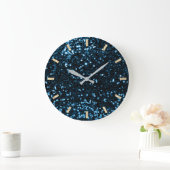 Blue Navy Deep Sparkly Glitter Silver Gold Grote Klok (Huis)