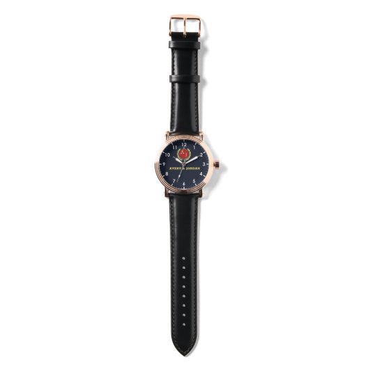 Blue navy Elegant Monogram couple names Horloge (Bandje)