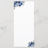 Blue Navy Flowers Elegant Wedding Party Programmakaart (Achterkant)