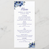 Blue Navy Flowers Elegant Wedding Party Programmakaart (Voorkant)
