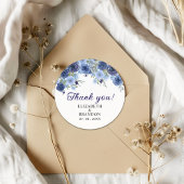 Blue Navy Flowers - Rustic Wedding Ronde Sticker