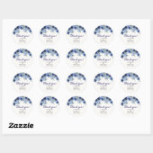 Blue Navy Flowers - Rustic Wedding Ronde Sticker (Vel)