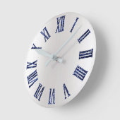 Blue Navy Glitter Metal Gray Silver Roman Numbers Ronde Klok (Hoek)