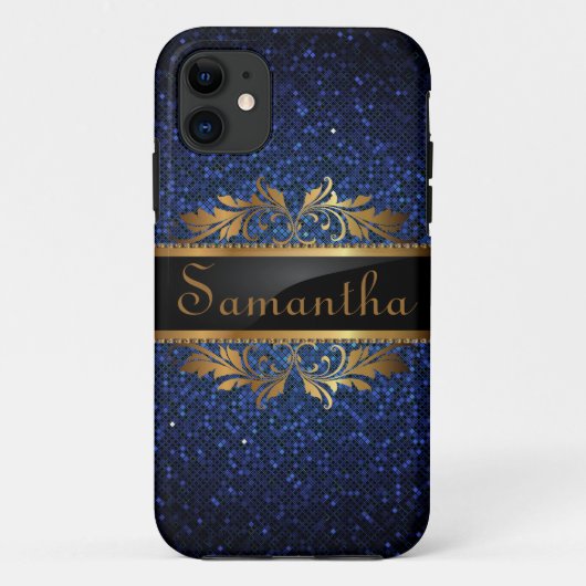Blue Navy Glitter Sequin iPhone 5 Mate Tough™ Hoes (Achterkant)