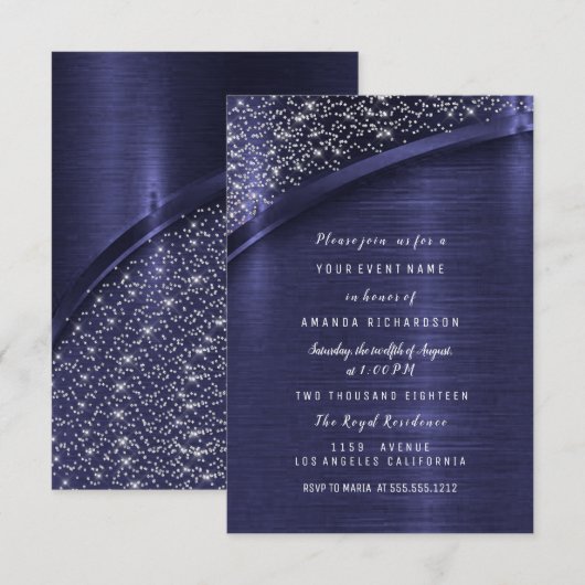 Blue Navy Glitter Vrijgezellenfeest Birthday Sweet Kaart (Voorkant / Achterkant)