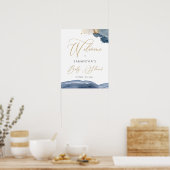 Blue Navy & Gold Boy Baby shower Welkomstteken Poster (Keuken)