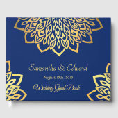 Blue Navy Gold Elegant Wedding Guest Book Gastenboek (Voorkant)