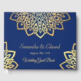 Blue Navy Gold Elegant Wedding Guest Book Gastenboek