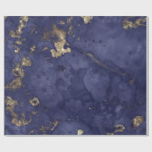 Blue Navy Gold Ink Grungy Black Abstracte marmer Cadeaupapier (Vlak)