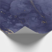 Blue Navy Gold Ink Grungy Black Abstracte marmer Cadeaupapier (Hoek)