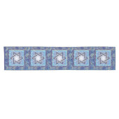 Blue Navy Gold Jewish Star van David Korte Tafelloper (Horizontaal)
