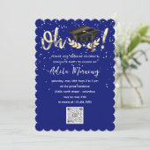 Blue Navy Golden Confetti Afstuderen Code QR Kaart (Staand voorkant)