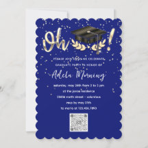 Blue Navy Golden Confetti Afstuderen Code QR