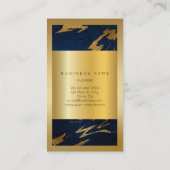 Blue Navy Golden Lijst Marble Abstract Vertical2 Visitekaartje (Achterkant)