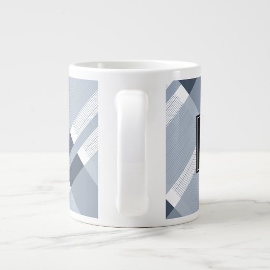 Blue Navy Jean Pset Striped Pattern Monogram Grote Koffiekop (Achterkant)