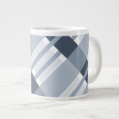 Blue Navy Jean Pset Striped Pattern Monogram Grote Koffiekop (Voorkant rechts)