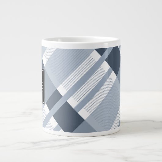 Blue Navy Jean Pset Striped Pattern Monogram Grote Koffiekop (Voorkant)
