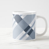 Blue Navy Jean Pset Striped Pattern Monogram Grote Koffiekop (Rechts)
